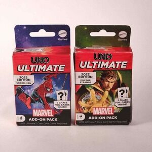 UNO Ultimate Marvel Add-On Decks Spider-Man &‎ Doctor Strange WITH CHASE PACKS!